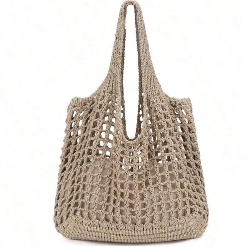Large Capacity Women's Hollow Knit Crochet Tote Bag
