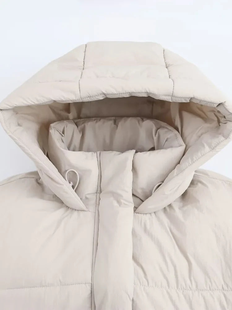 Women's Hooded Puffer Jacket with Cozy Quilted Design