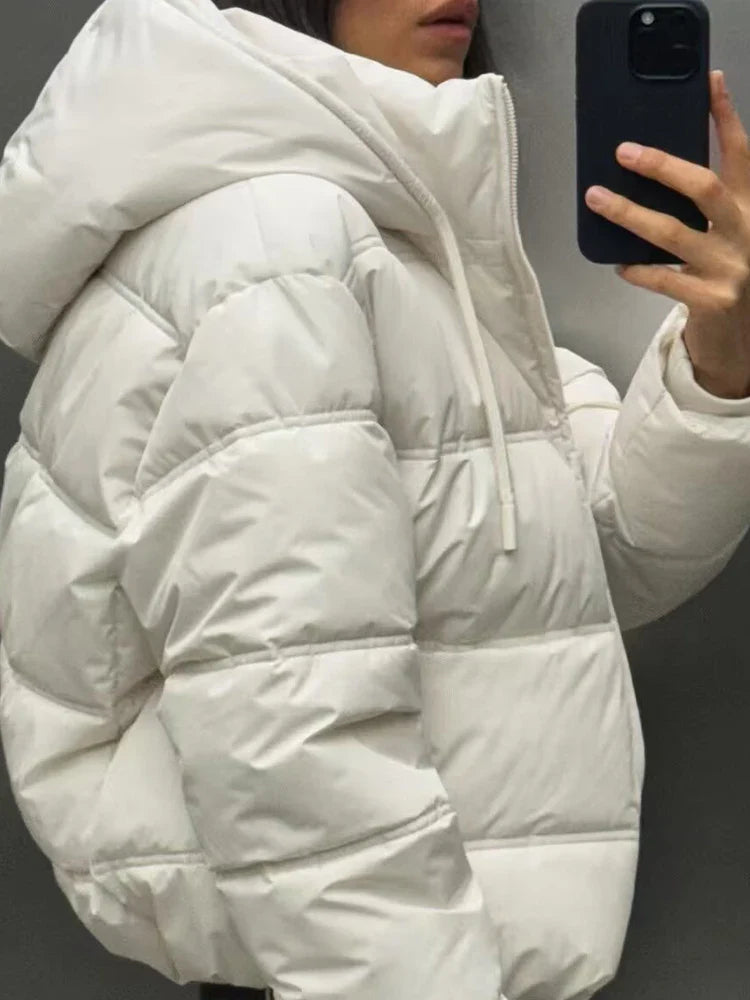 Women's Quilted Insulated Hooded Puffer Jacket for Casual Wear