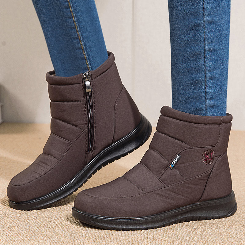 Women's Fur-Lined Quilted Ankle Boots for Winter with Non-Slip Sole