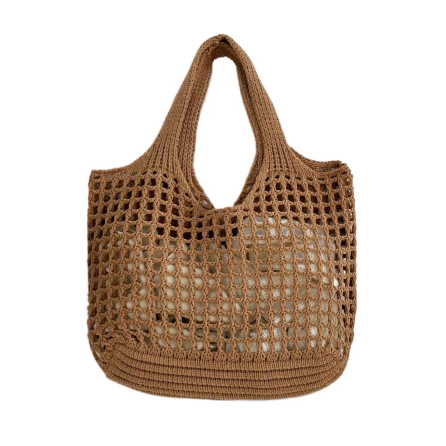 Large Capacity Women's Hollow Knit Crochet Tote Bag