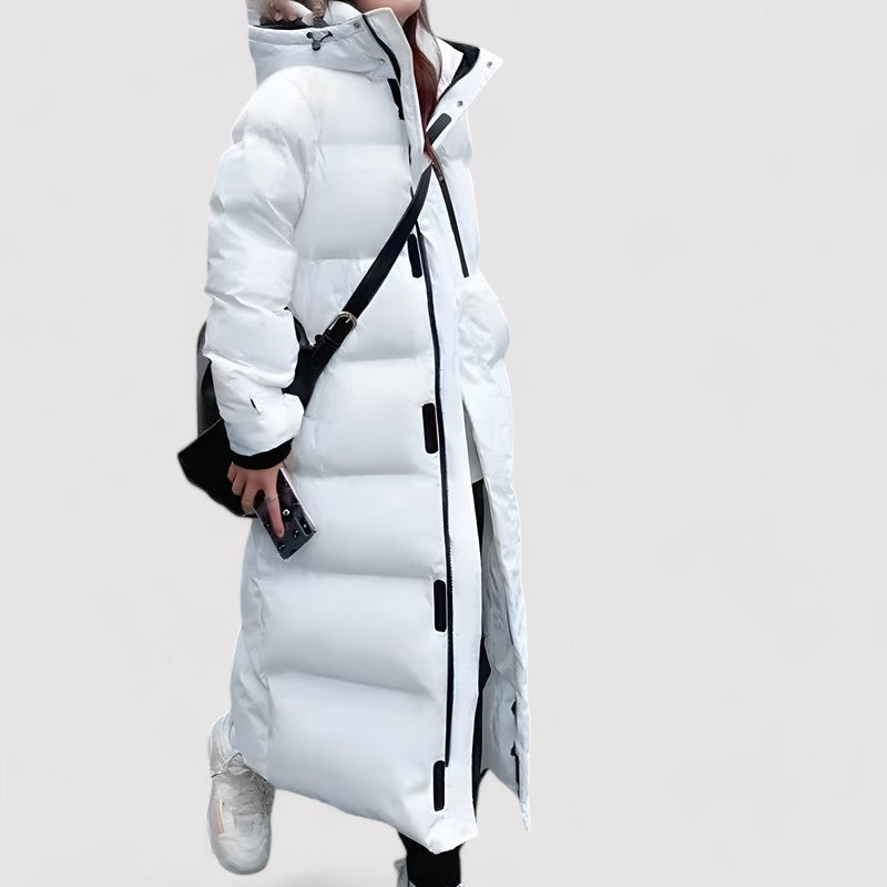 Women's Long Black Waterproof Hooded Puffer Coat