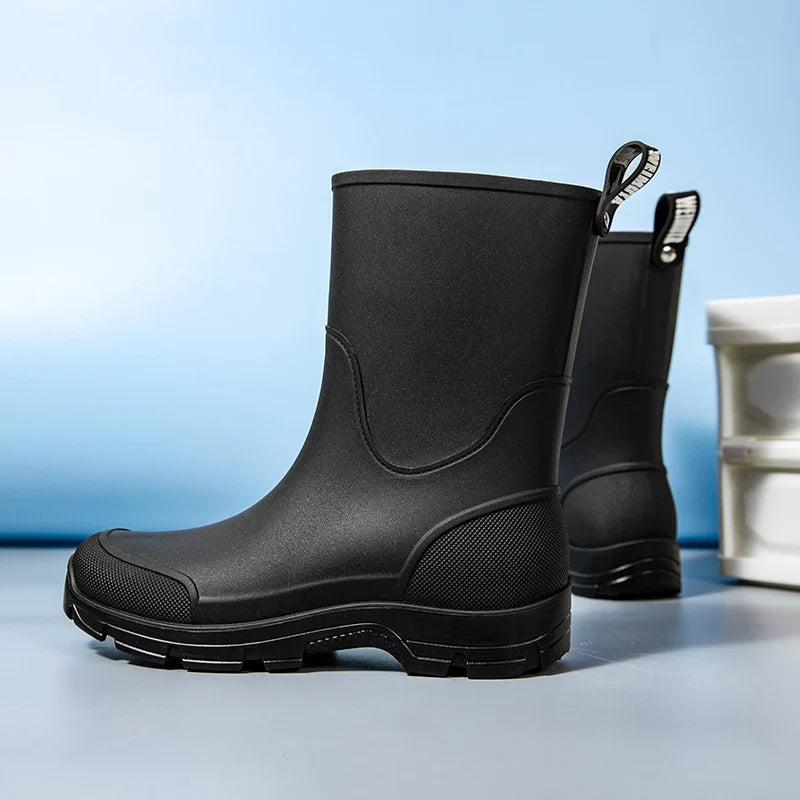 Women's Mid-Calf Waterproof Boots with Non-Slip Sole and Easy Pull Tab