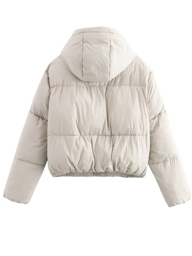 Women's Hooded Puffer Jacket with Cozy Quilted Design