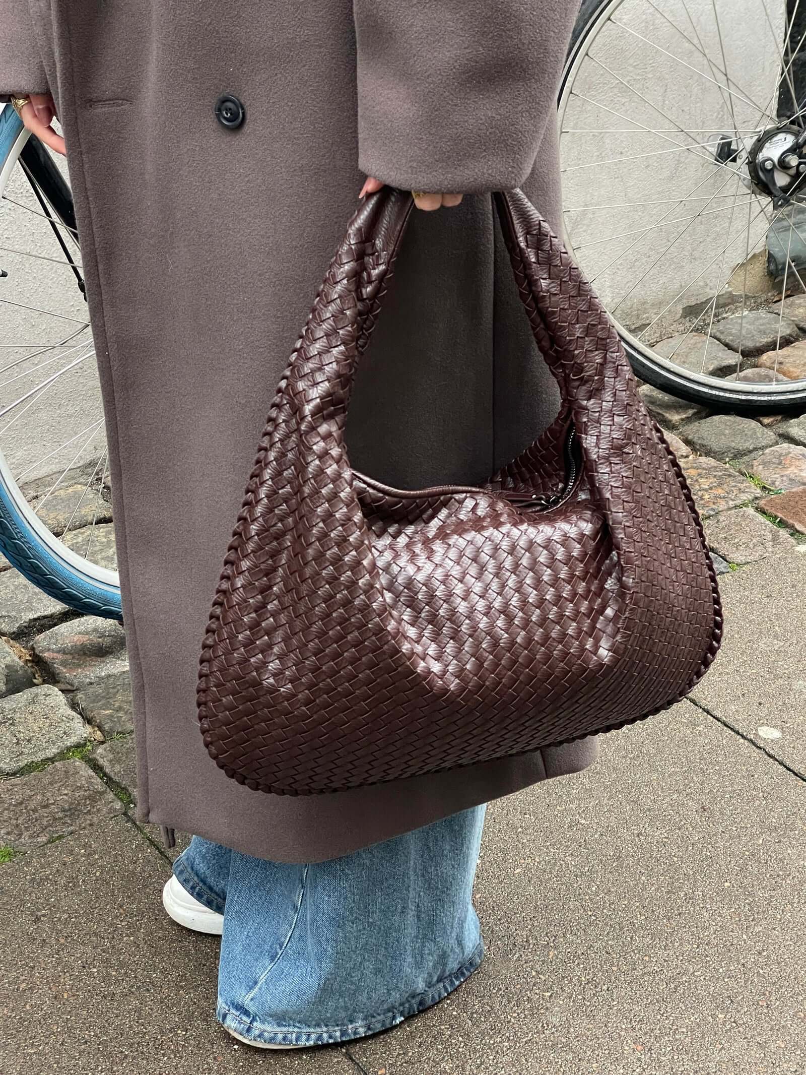 Large Slouchy Woven Shoulder Bag for Women