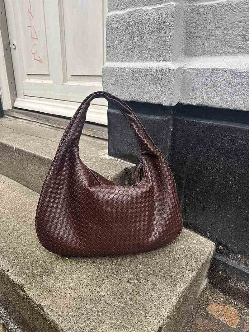 Large Slouchy Woven Shoulder Bag for Women