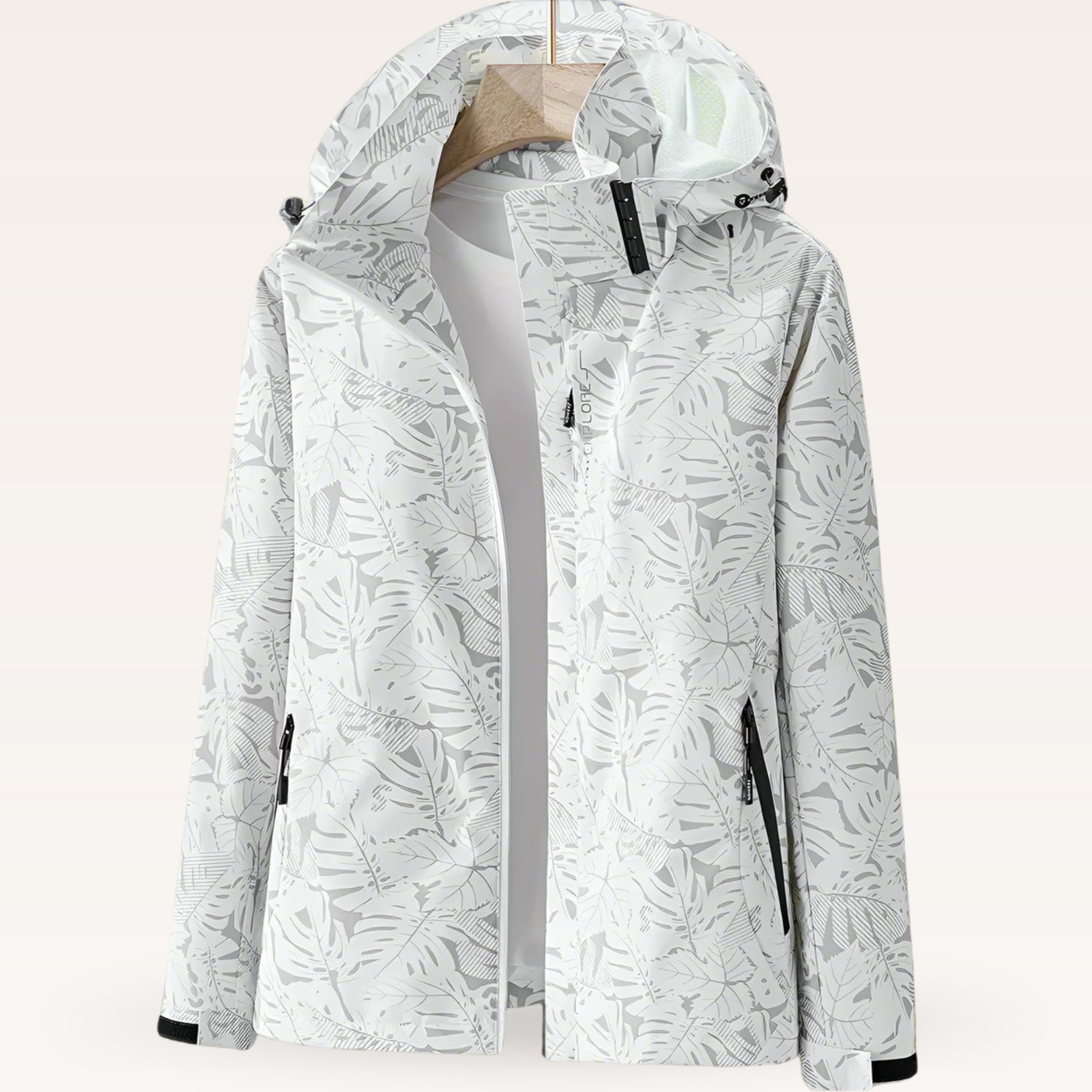 Women's Hooded Waterproof Rain Jacket with Zippered Pockets