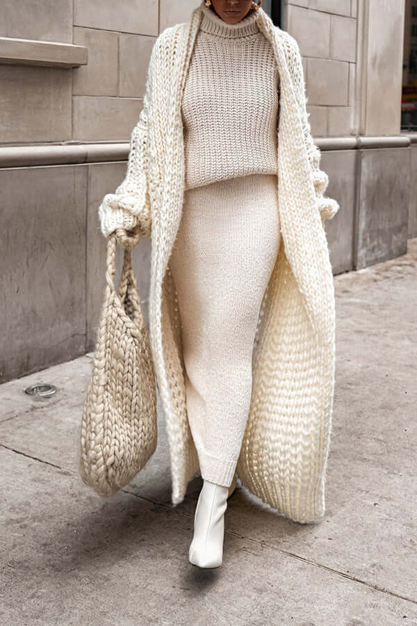 Cozy Oversized Fit Long Chunky Knit Cardigan for Women