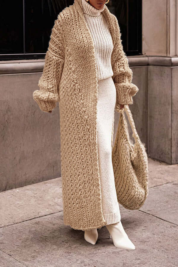 Cozy Oversized Fit Long Chunky Knit Cardigan for Women