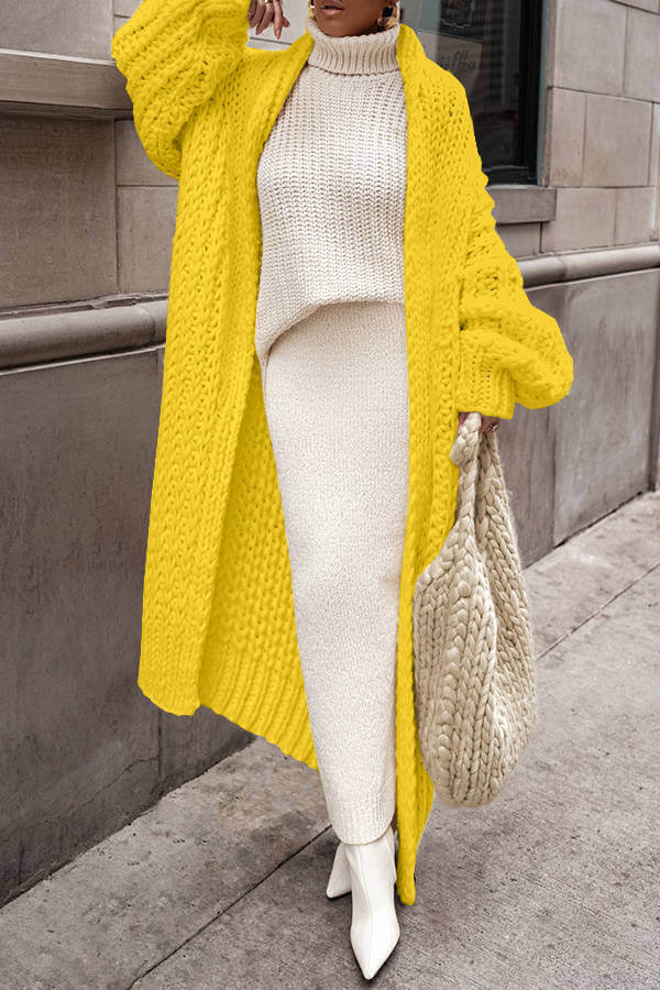 Cozy Oversized Fit Long Chunky Knit Cardigan for Women