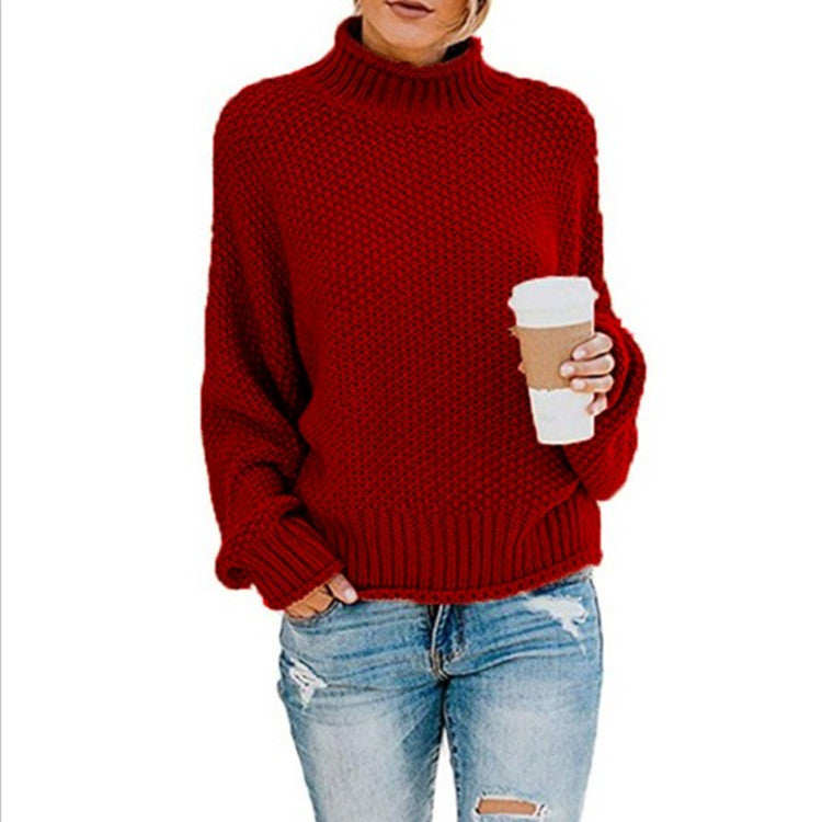 Women's Chunky Knit Turtleneck Sweater in Oversized Fit