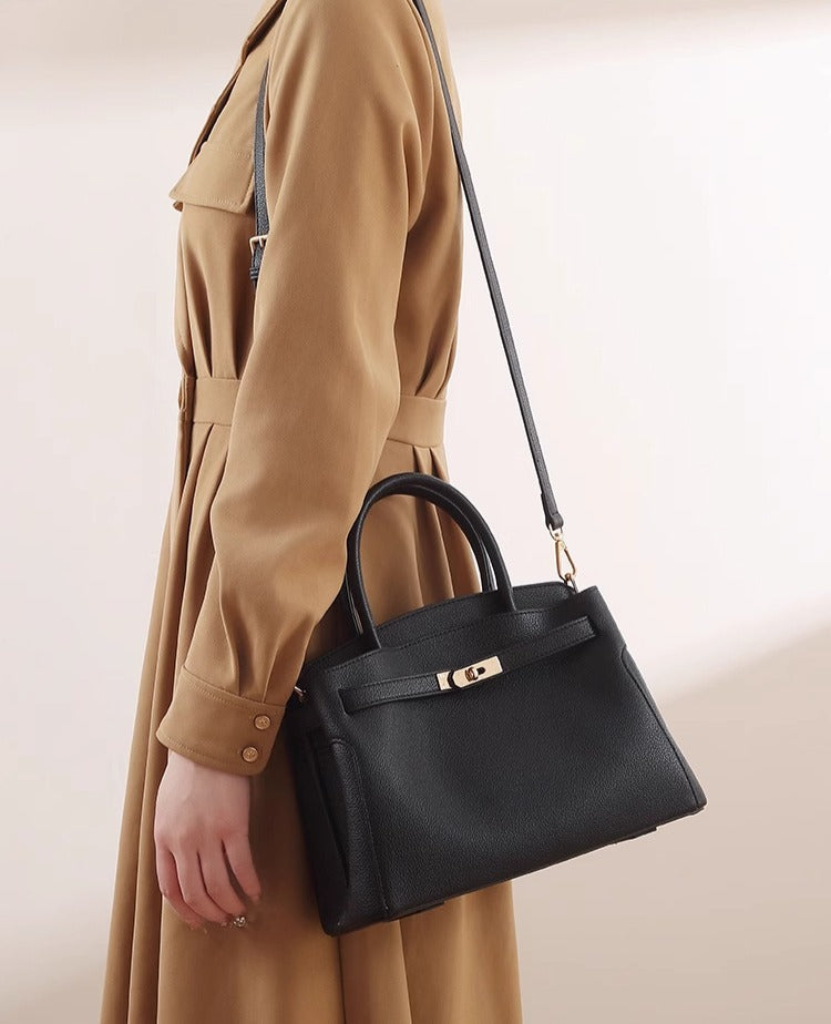 Structured Crossbody Handbag for Women with Top Handle and Clasp Closure