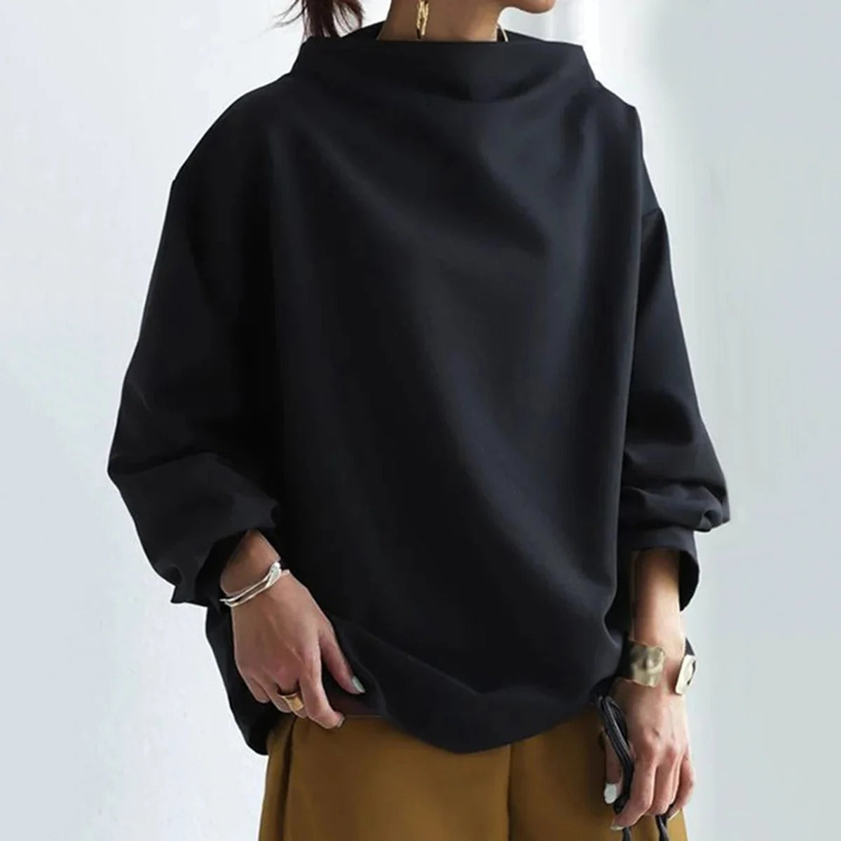 Adria | Black Long-Sleeve Sweater for Women