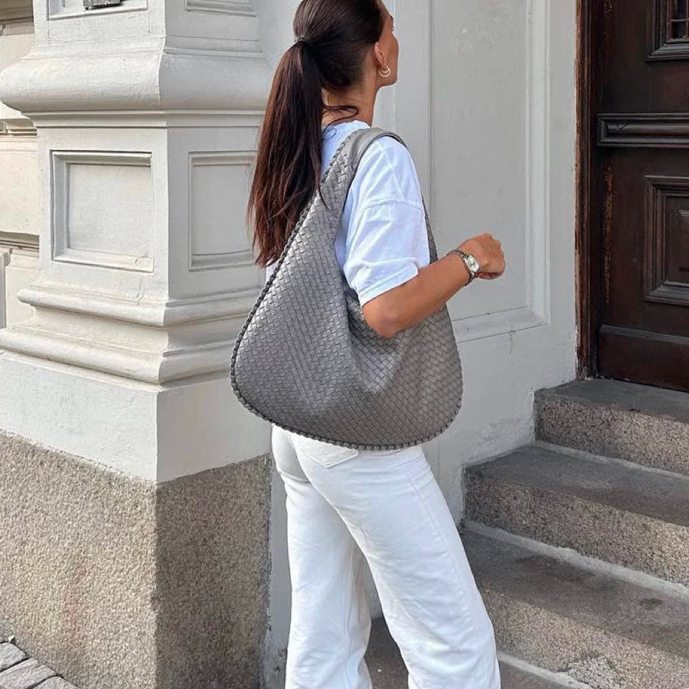 Large Slouchy Woven Shoulder Bag for Women