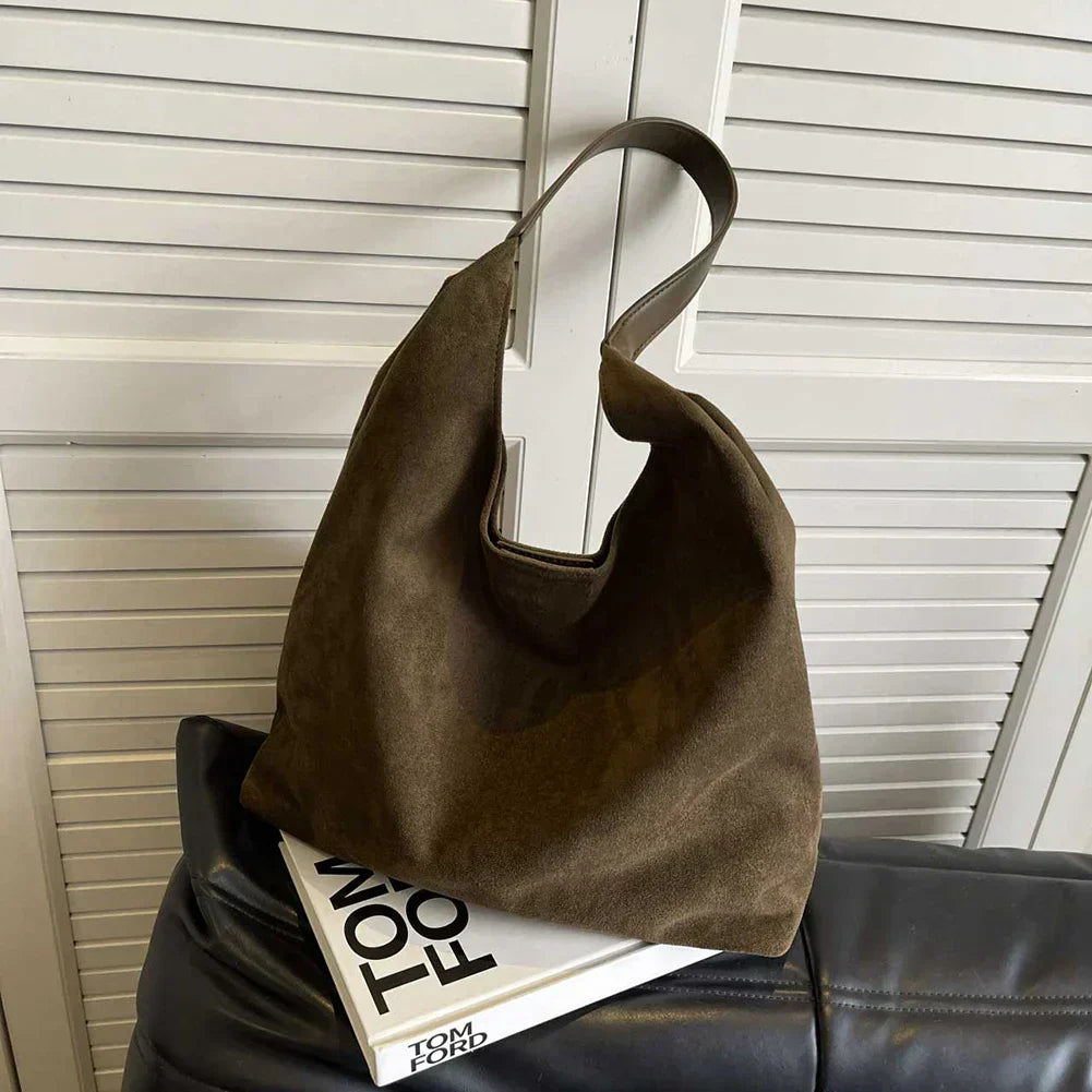 Soft Textured Women's Minimalist Shoulder Bag with Wide Strap