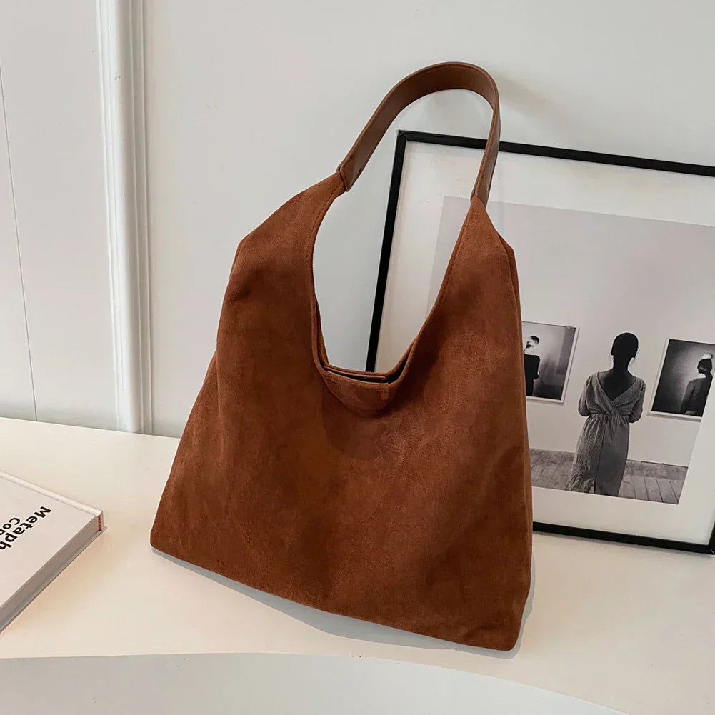 Soft Textured Women's Minimalist Shoulder Bag with Wide Strap
