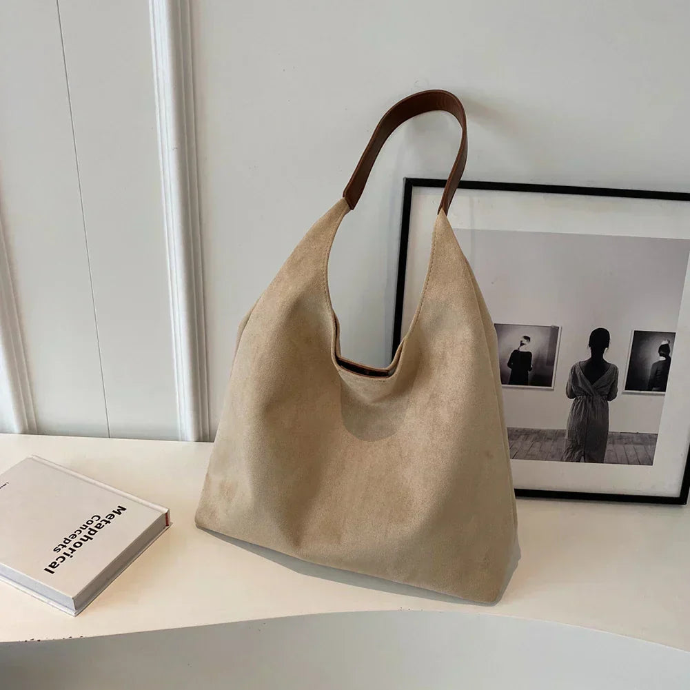 Soft Textured Women's Minimalist Shoulder Bag with Wide Strap