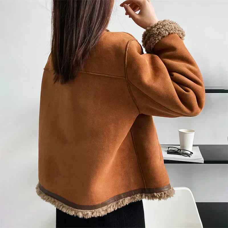 Women's Winter Jacket with Button Closure and Cozy Inner Lining