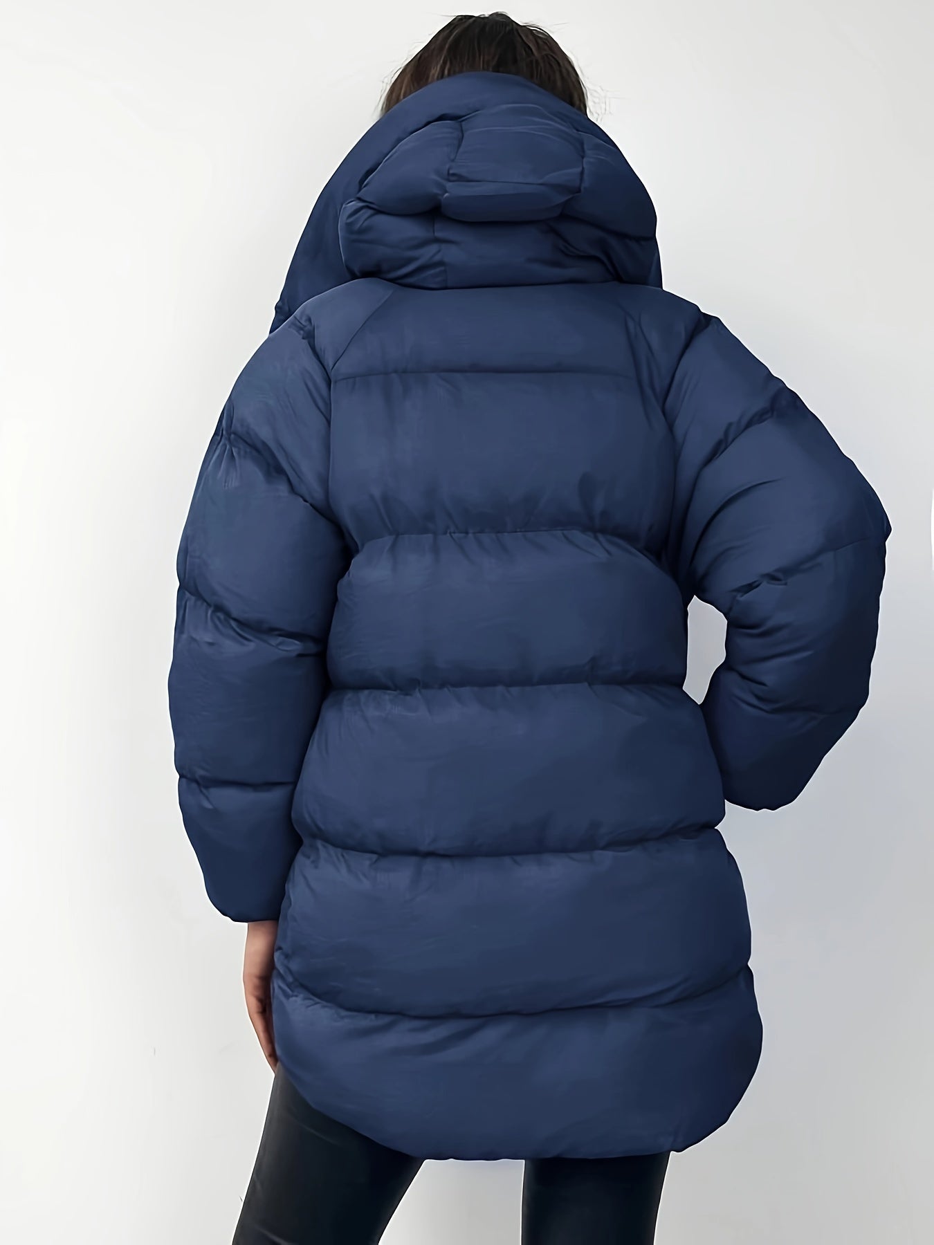 Women's Quilted Short Hooded Puffer Jacket with High Collar