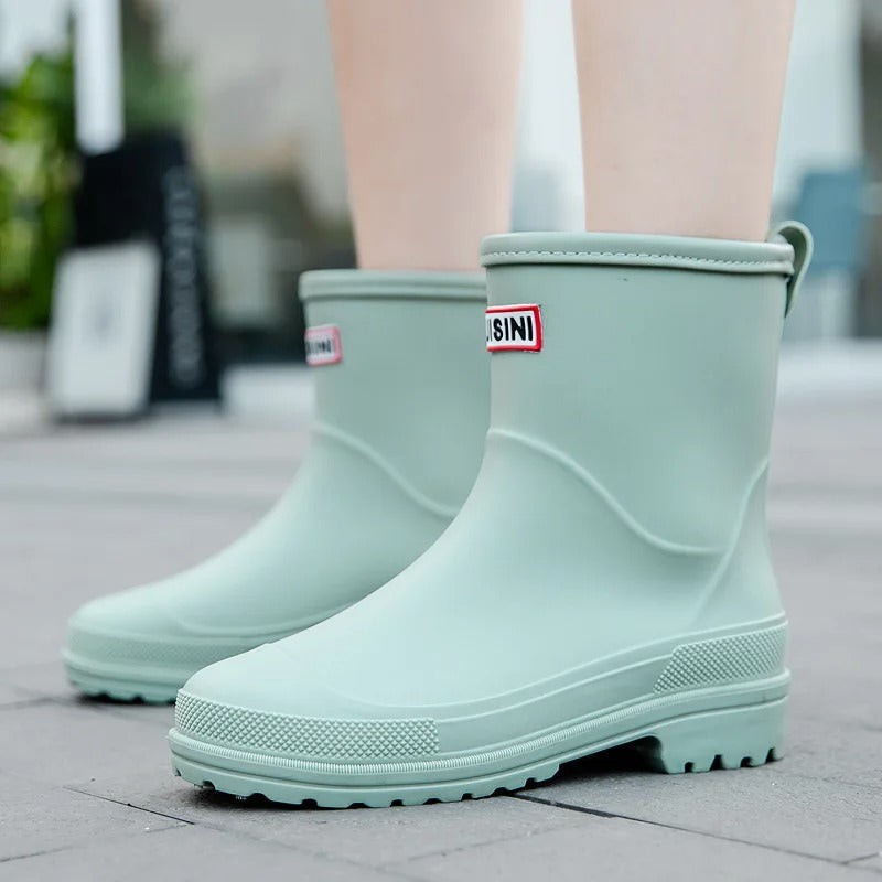 Waterproof Mid-Calf Rain Boots for Women with Non-Slip Sole