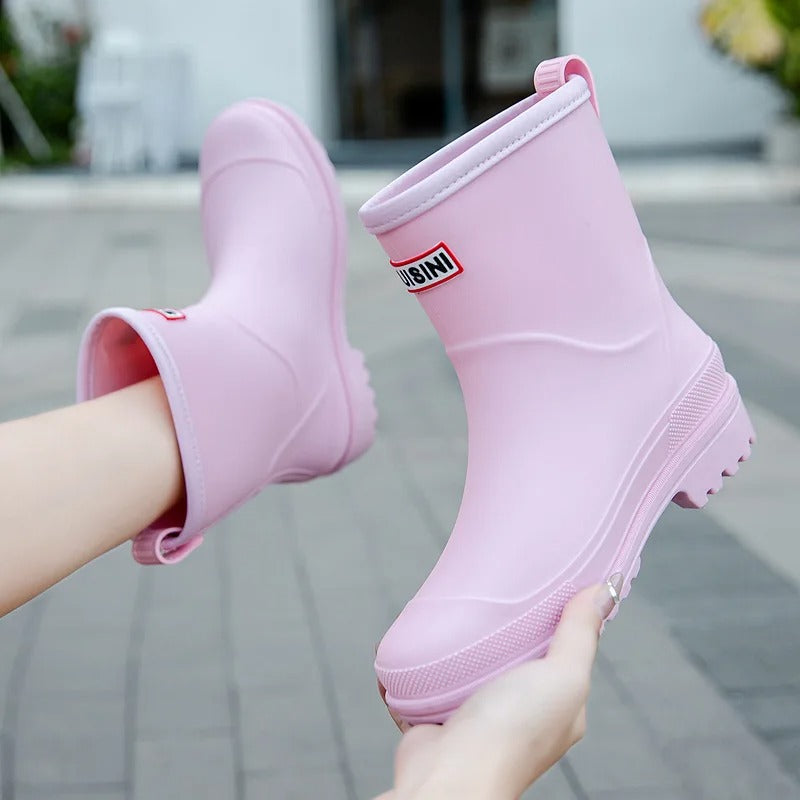 Waterproof Mid-Calf Rain Boots for Women with Non-Slip Sole