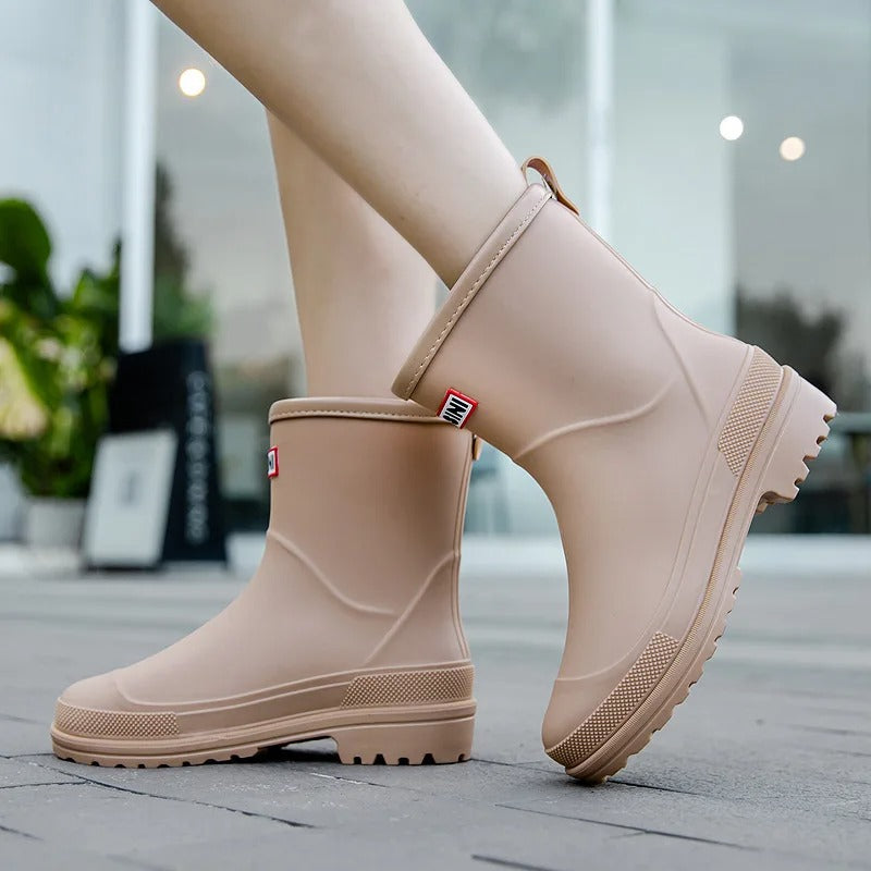Waterproof Mid-Calf Rain Boots for Women with Non-Slip Sole