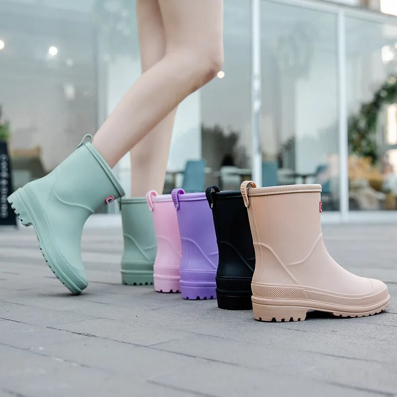Waterproof Mid-Calf Rain Boots for Women with Non-Slip Sole