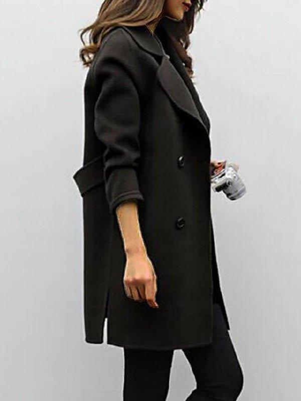 Women's Notched Lapel Double-Breasted Trench Coat