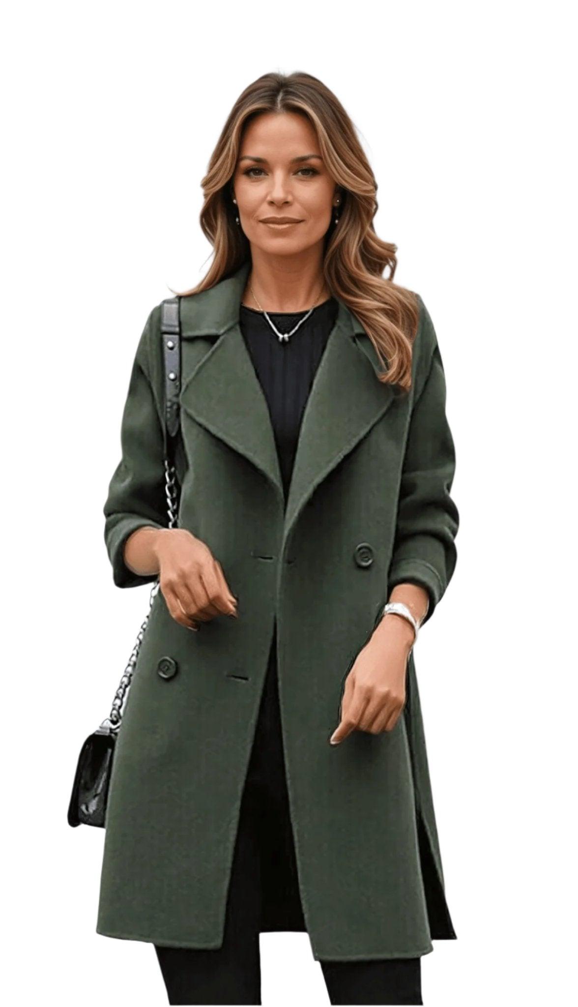Women's Notched Lapel Double-Breasted Trench Coat