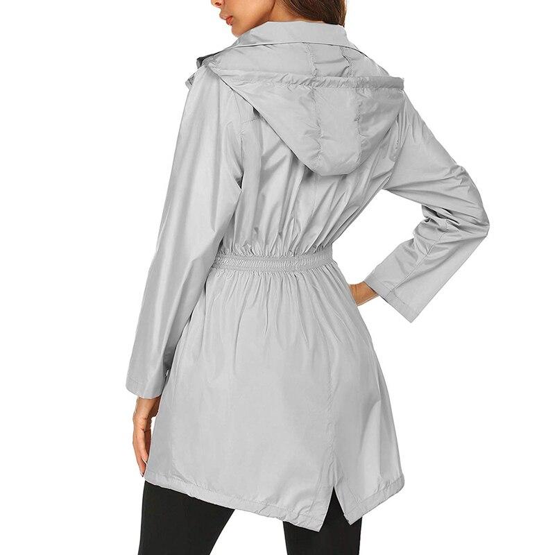 Women's Hooded Waterproof Windbreaker Jacket with Zipper Closure