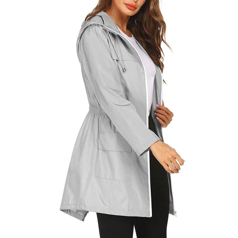 Women's Hooded Waterproof Windbreaker Jacket with Zipper Closure