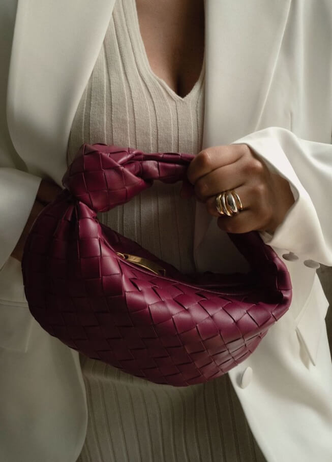 Mini Woven Handbag for Women with Top Handle and Knot Accent