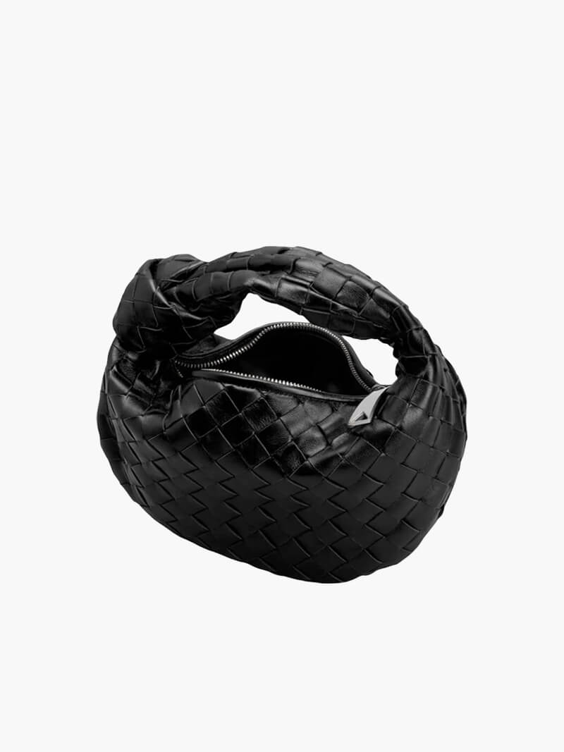Mini Woven Handbag for Women with Top Handle and Knot Accent