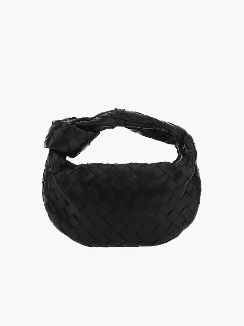 Mini Woven Handbag for Women with Top Handle and Knot Accent