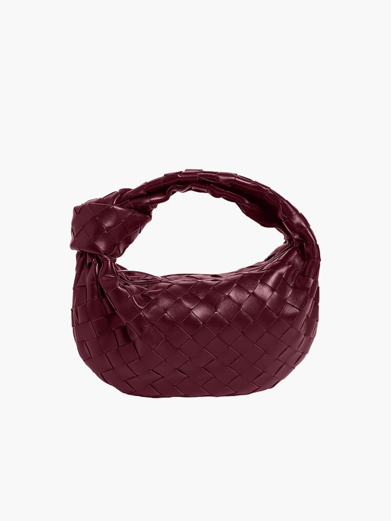 Mini Woven Handbag for Women with Top Handle and Knot Accent