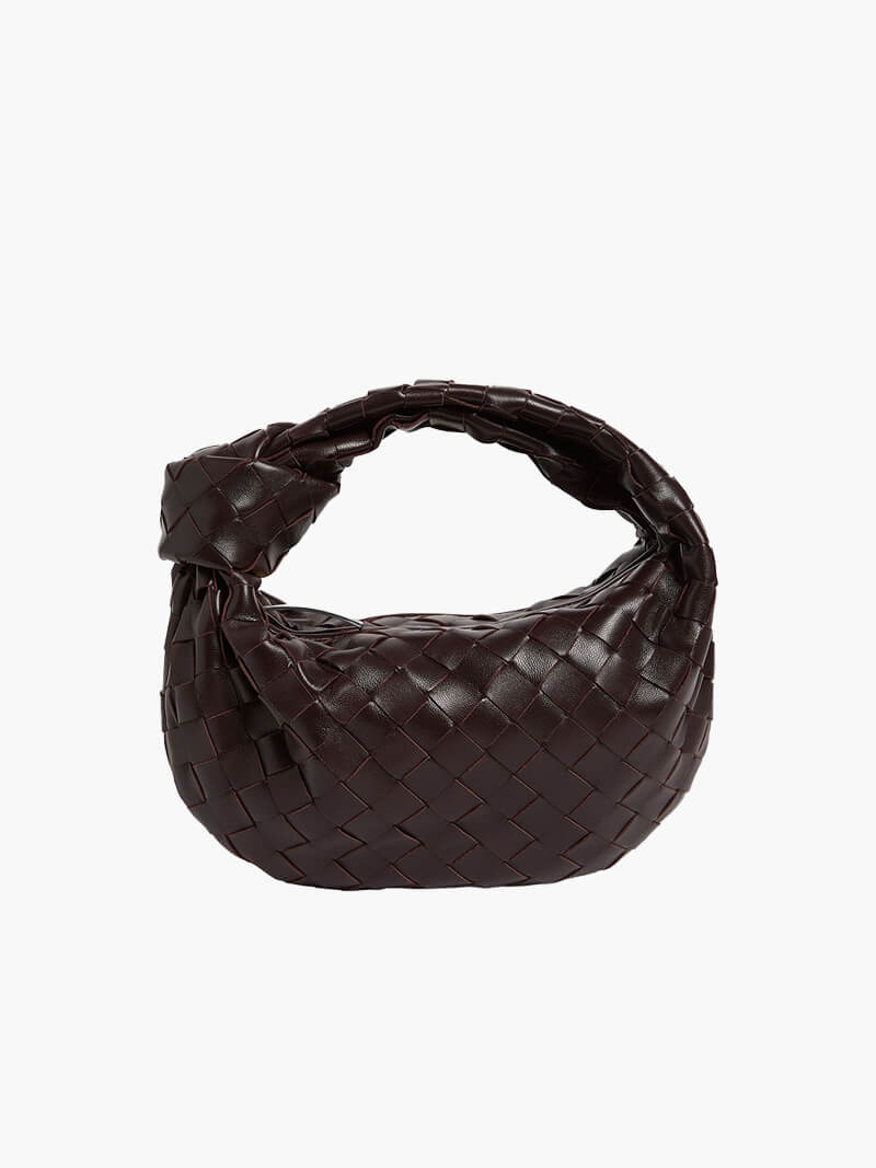 Mini Woven Handbag for Women with Top Handle and Knot Accent
