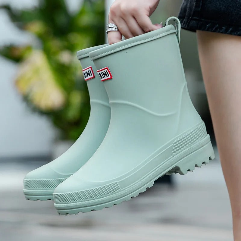 Waterproof Mid-Calf Rain Boots for Women with Non-Slip Sole