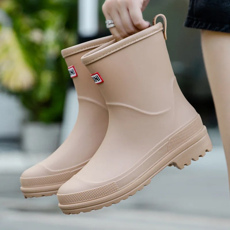 Waterproof Mid-Calf Rain Boots for Women with Non-Slip Sole