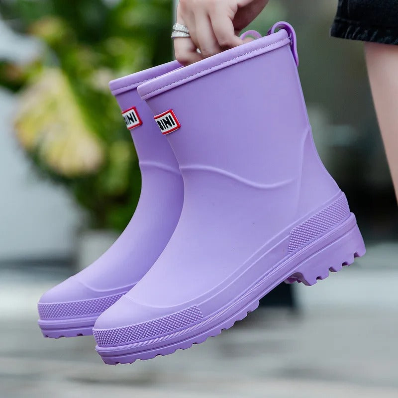 Waterproof Mid-Calf Rain Boots for Women with Non-Slip Sole