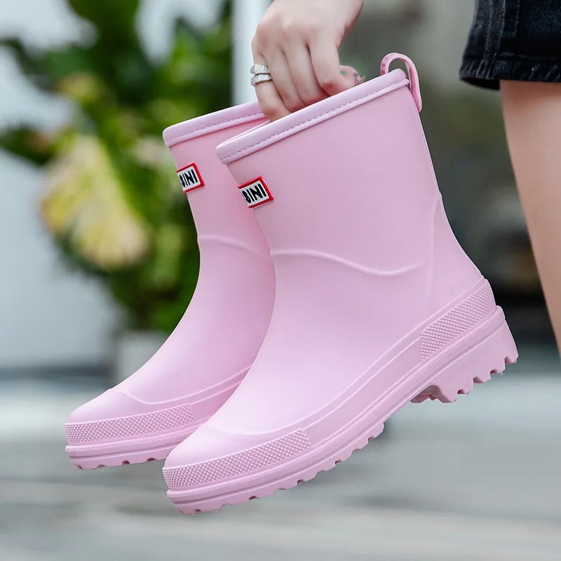 Waterproof Mid-Calf Rain Boots for Women with Non-Slip Sole